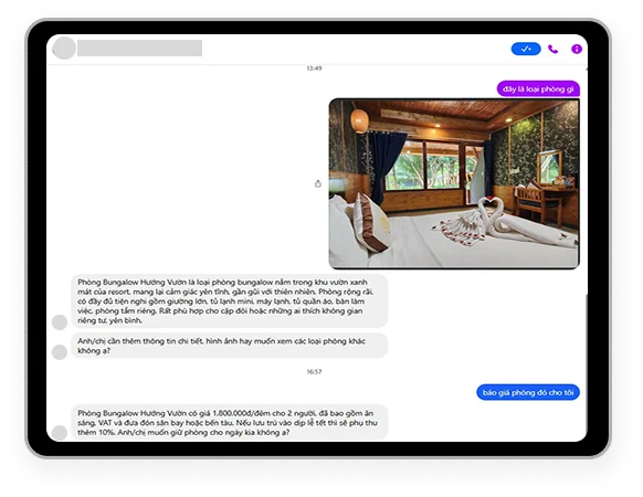 The bot suggesting rooms with photos and prices