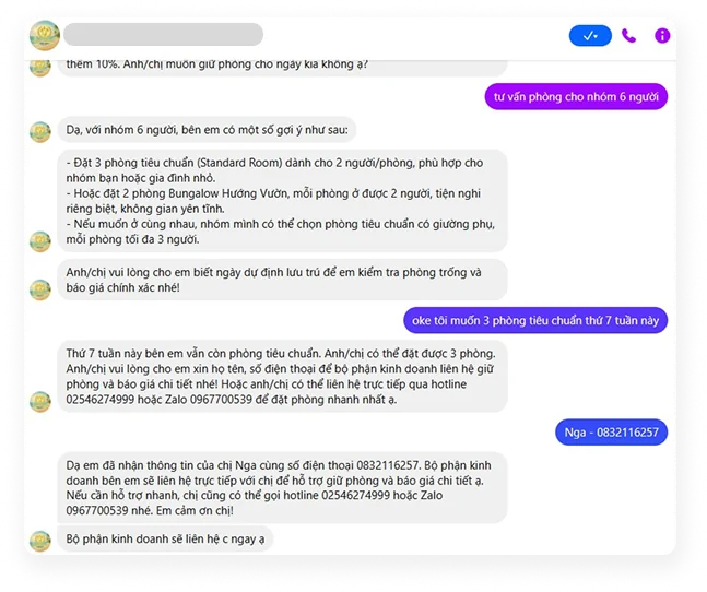The bot capturing a guest's contact details