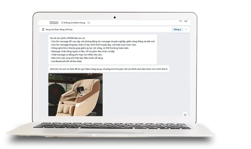 The bot sending a product video inside the chat