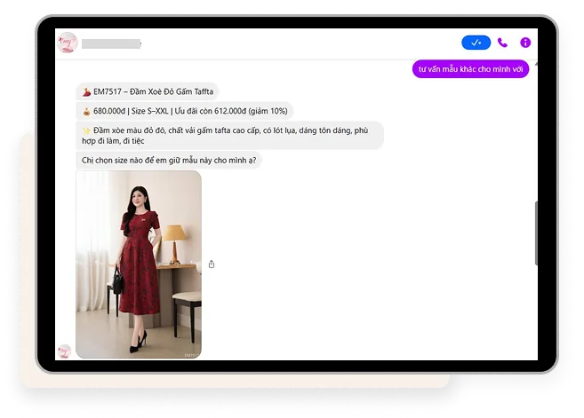 The bot sending product photos and prices in chat