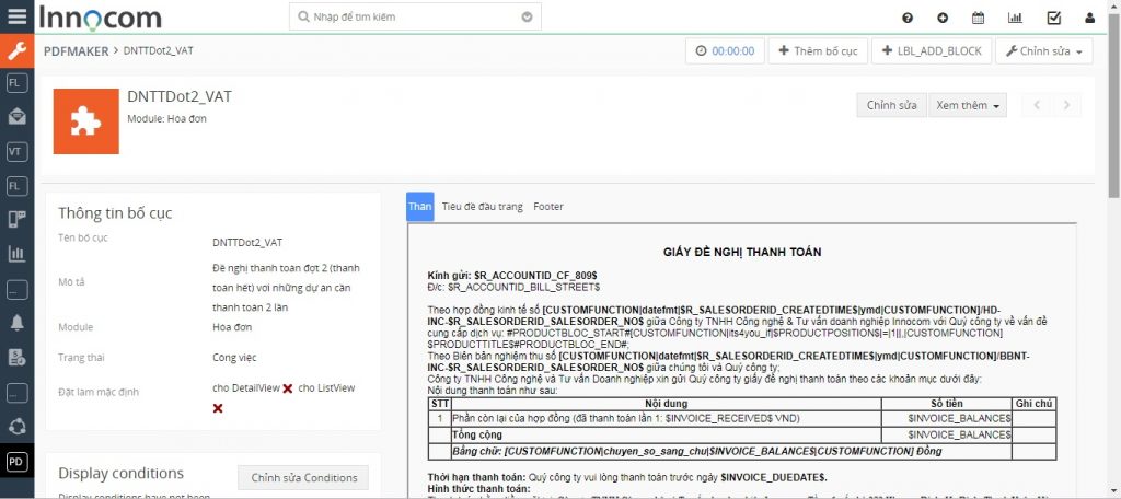 Vtiger module quản lý dữ liệu tập trung tạo tài liêu pdf