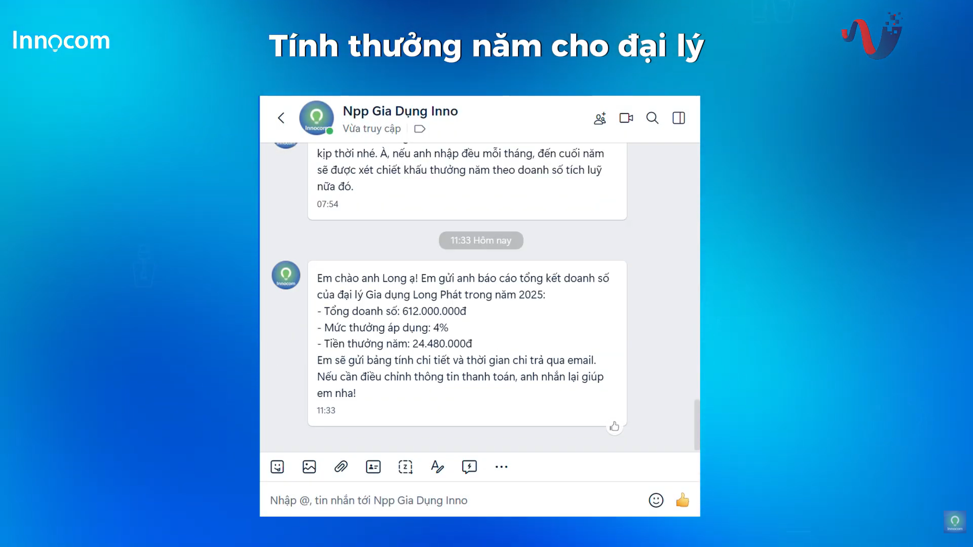 WorkGPT AI tính thưởng năm cho đại lý