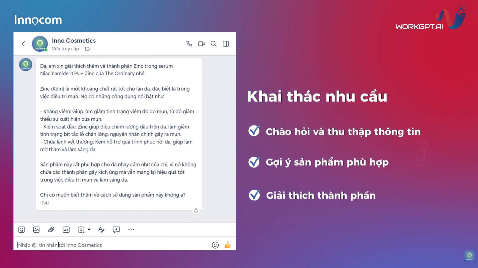 WorkGPT Chatbot AI khai thác nhu cầu khách hàng