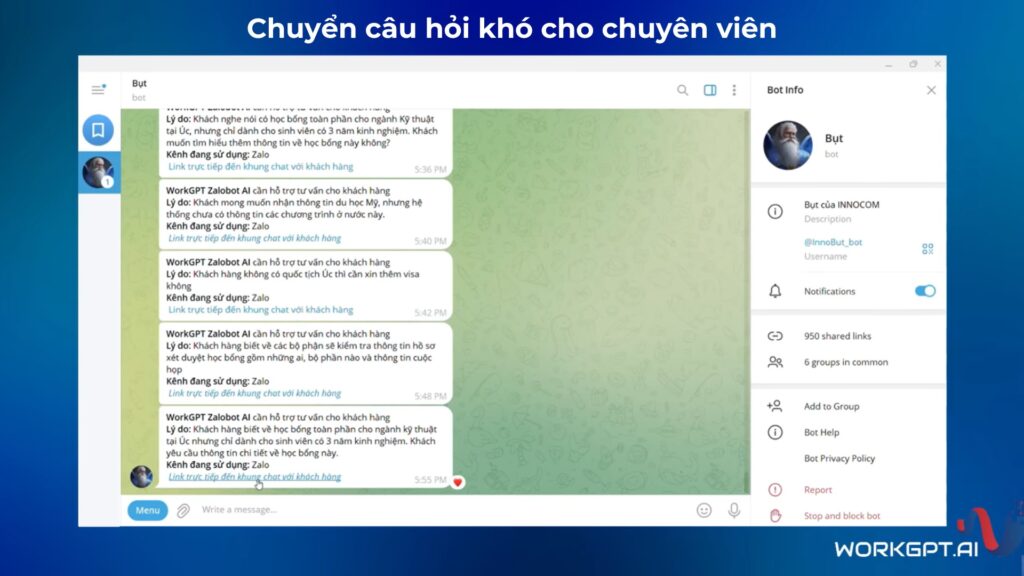 WorkGPT AI chuyển câu hỏi khó cho chuyên viên