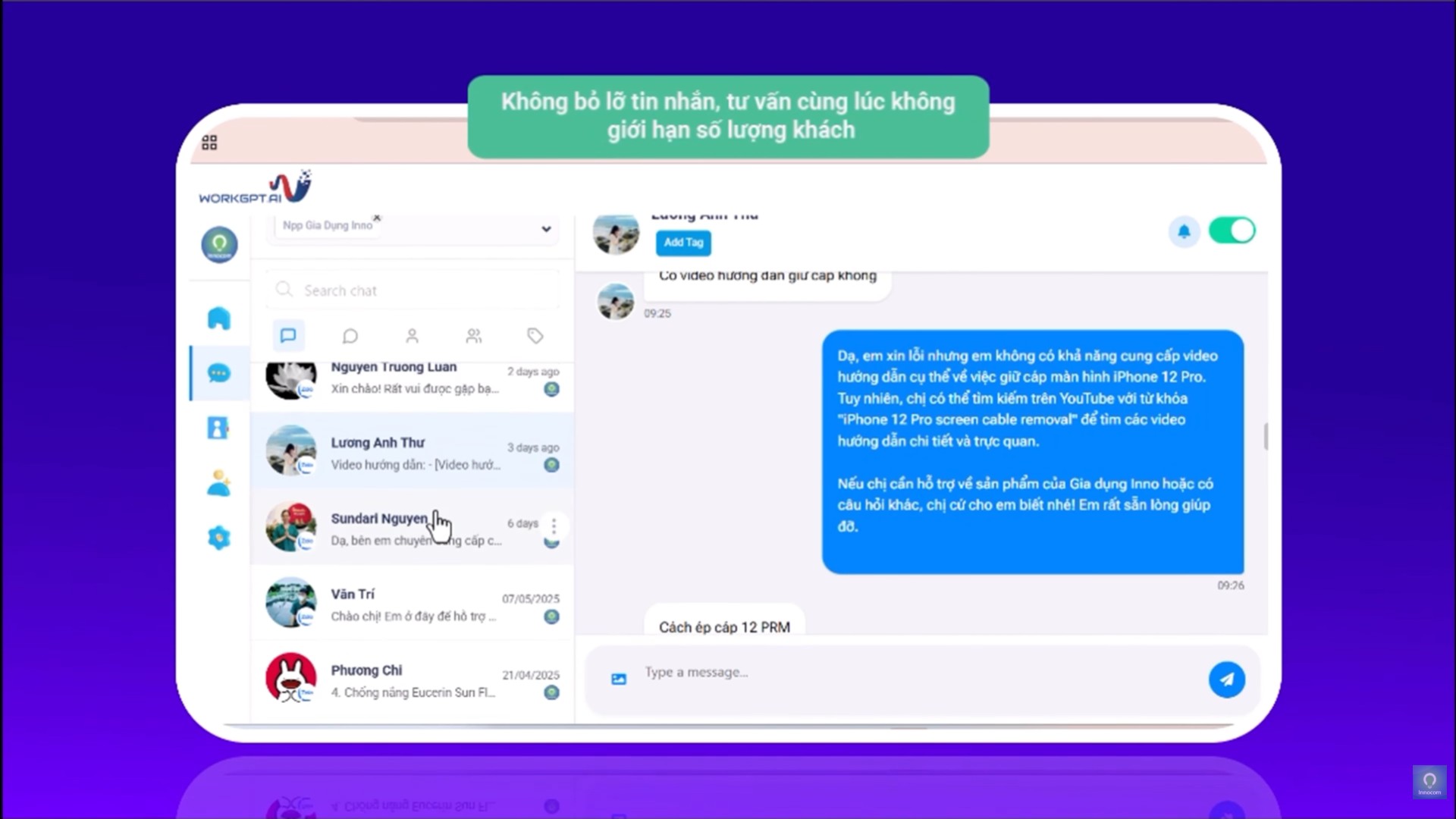 Chatbot AI tư vấn cùng lúc không giới hạn khách