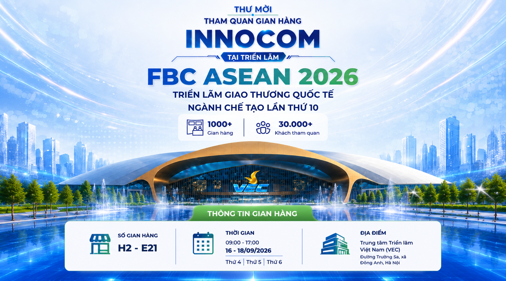 INNOCOM sẽ góp mặt tại FBC ASEAN 2026 - Triển lãm giao thương Quốc tế ngành Chế tạo lần thứ 10
